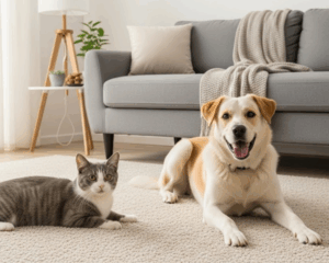 Dog and Cat on Carpet