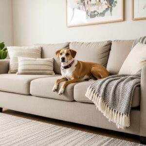 Dog on upholstery cleaning